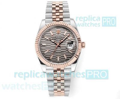 DD Factory Copy Rolex Datejust II Silver Fluted motif Watch Cal.3235 904L Half Rose Gold